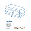 boite hot dog "THE PACK"23,2x9x6.3cm 50pc