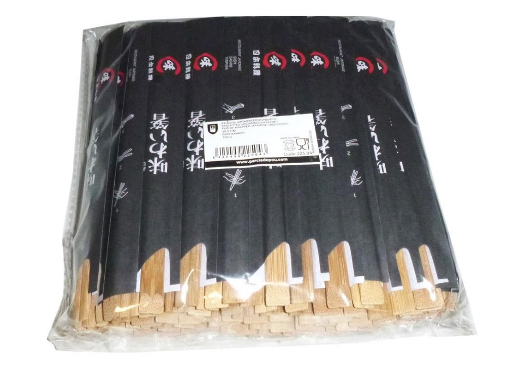 Baguettes Chinoises en Bambou En sachet 23cm (100 Unités)