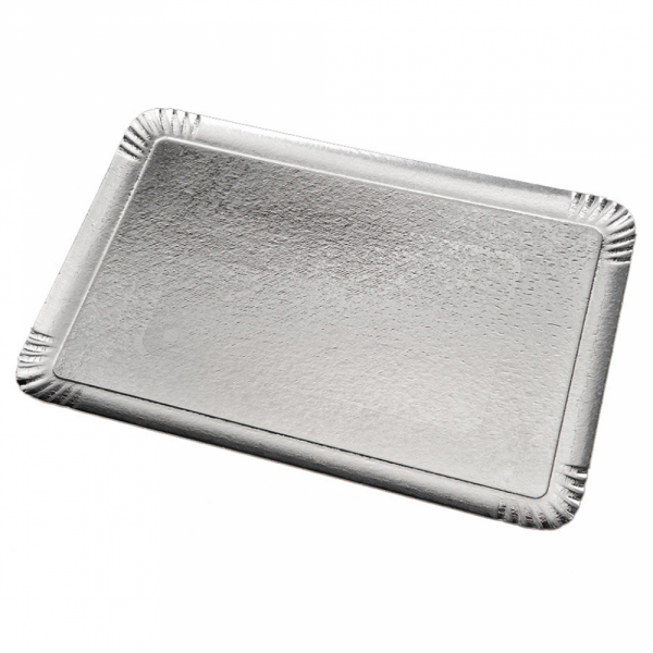 Plateaux Traiteur Carton Argenté 19x28cm 25pcs