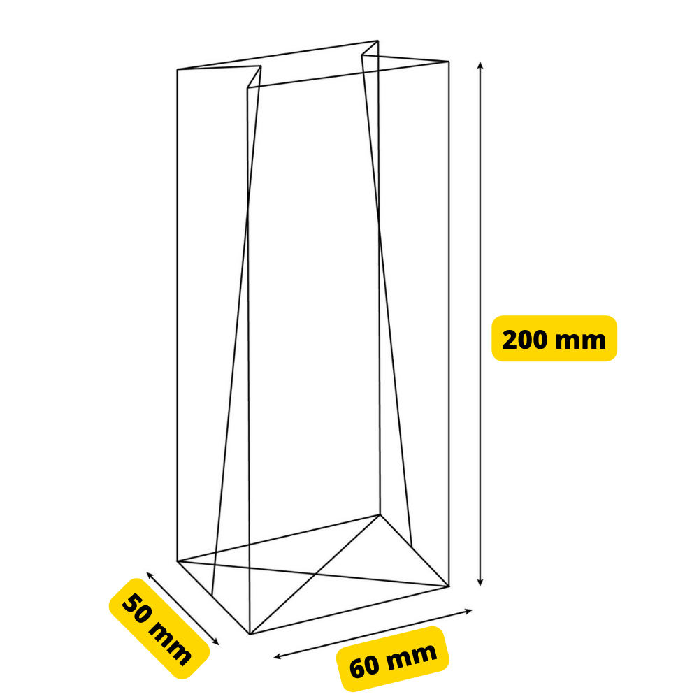 Sachets Polypropylène 40my Fond Carré 60+50x200mm 50pcs