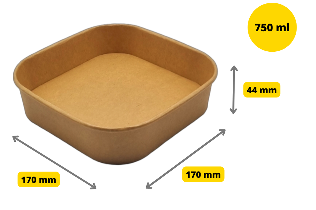 Square Bowls 750ml Kraft 50pcs