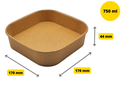 Square Bowls 750ml Kraft 50pcs