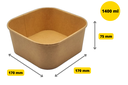 Square Bowls 1400ml Kraft 50pcs