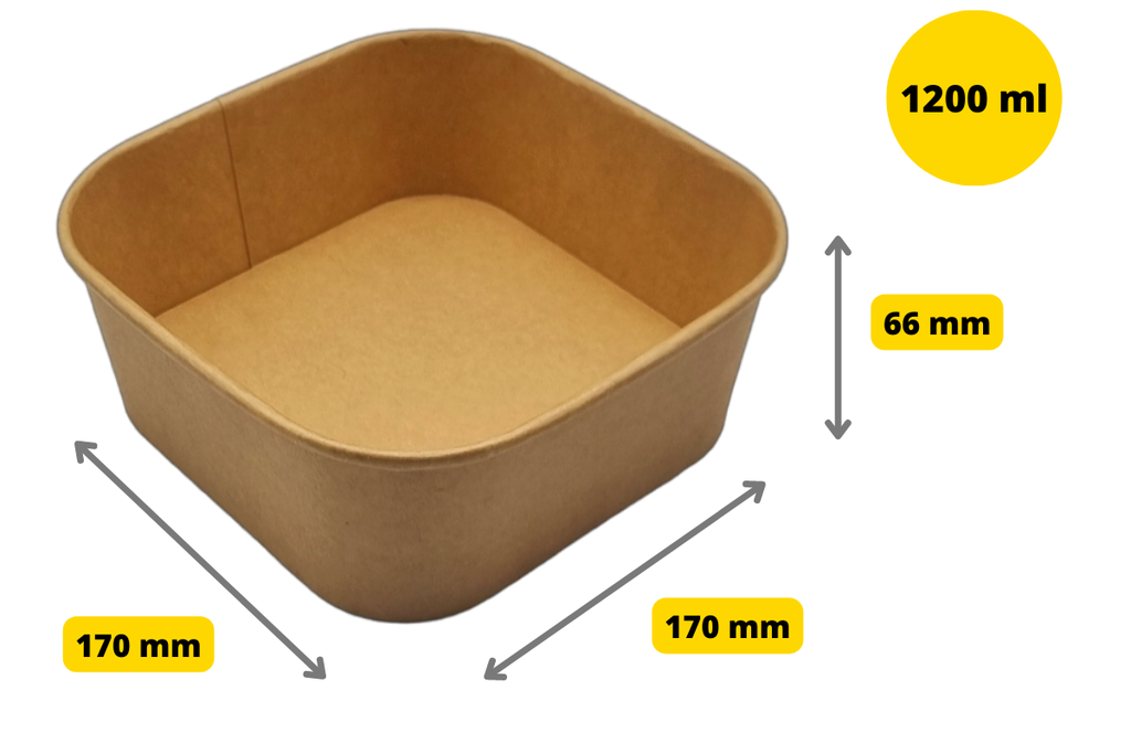 Square Bowls 1200ml Kraft 50pcs