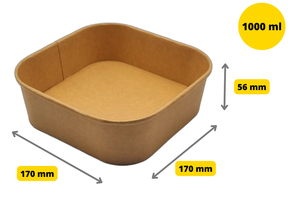 Square Bowls 1000ml Kraft 50pcs