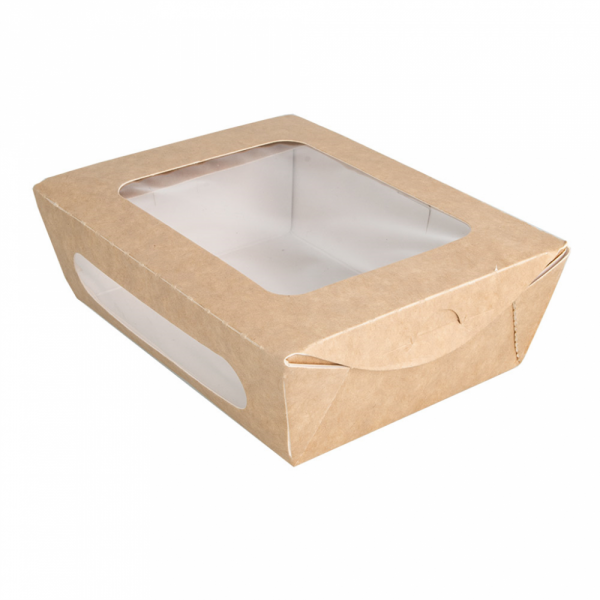 saladier rect carton kraft+fenétres 1200ml 50pc