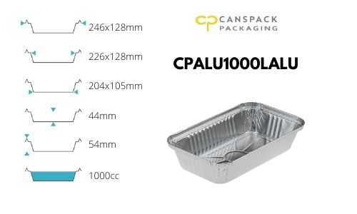 Barquette Alu L 1000cc 200x135x45mm 100pcs