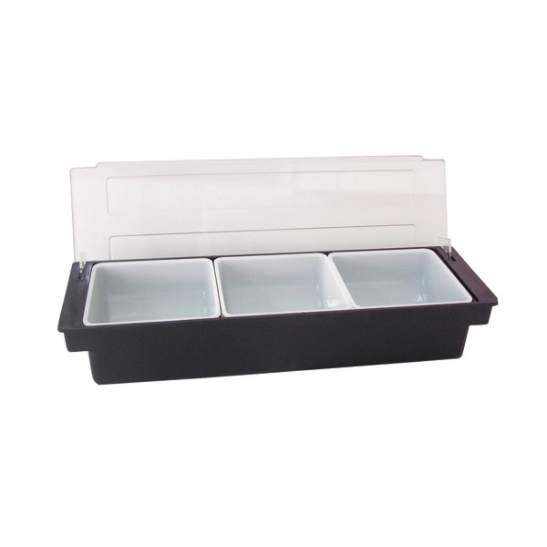 [CP13359DIV] Distributeur à Condiments 3 Compartiments 49,5x15,7x9cm Noir 1pc