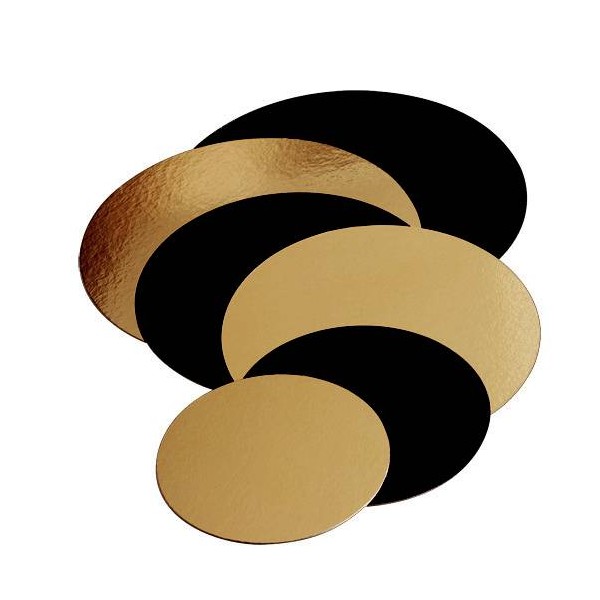 [CP14733PAP] Carton pâtisserie Or & Noir Rond 32cm 100pcs
