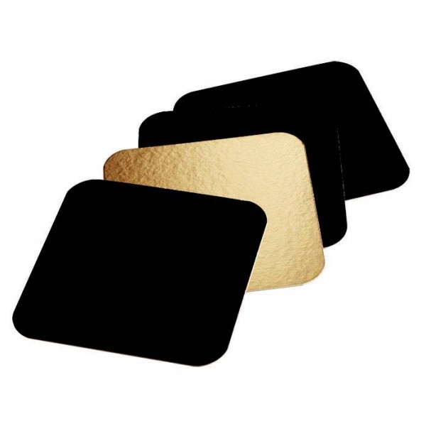 [CP14738PAP] Carton pâtisserie Or & Noir Carré 20x20cm 50pcs