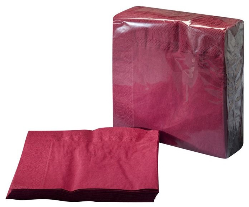 Serviette 2 Plis 33x33cm BORDEAUX 100pcs