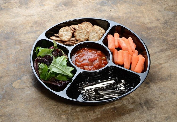 [CPBARQ5CPL] Aperitiefplateaus Zwart 5 Compartimenten 26cm 50st