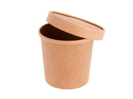 Couvercle Pots Soupe Carton Kraft PE 250/350/475ml 50pcs