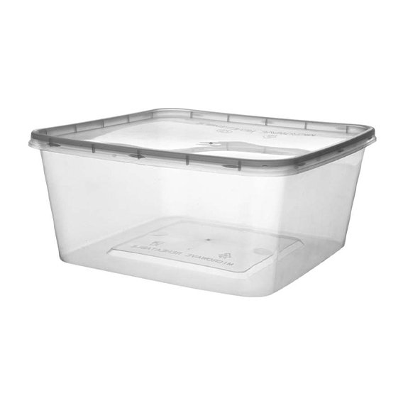 Barquettes injectée 1500ml PP Translucide + Couvercle 50pcs
