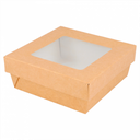Doos + Deksel Bruin met Venster "THEPACK" 12x12x5cm 25st