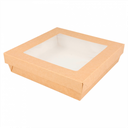 Doos + Deksel Bruin met Venster "THEPACK" 14x14x5cm 25st