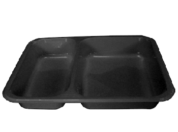 Barquette Noir 2 Compartiments &quot;MICRO-ONDES&quot; 125pcs