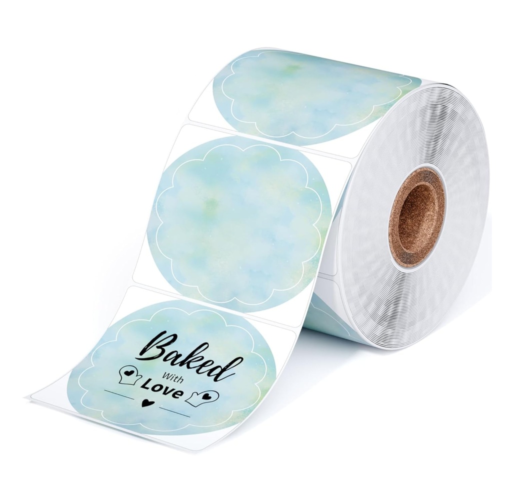 [CPETIROOMTURQ5] Etiquettes Ombrées Turquoise Imprimante Thermique Ø5cm 500pcs