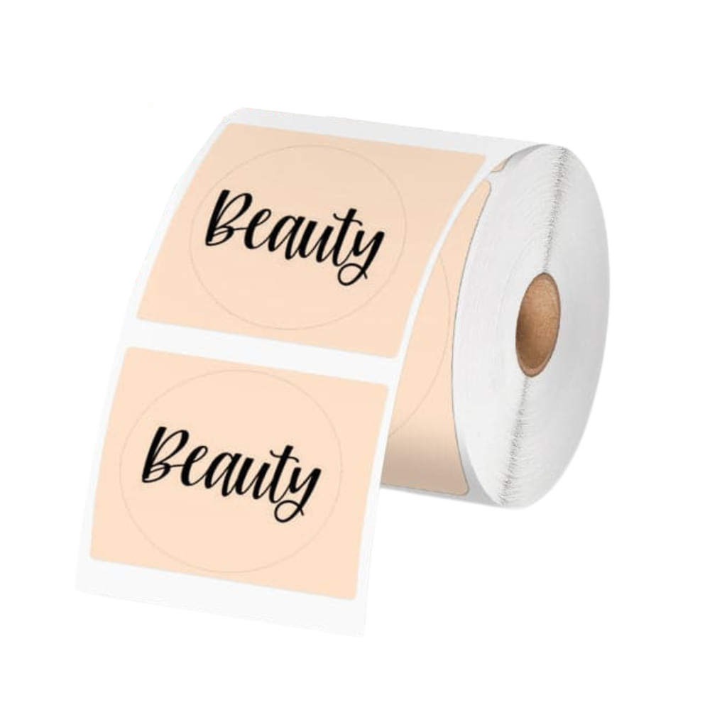 [CPETIROBEIGE5] Etiquetten Beige Rosé Rond voor Thermische Printer Ø5cm 140st