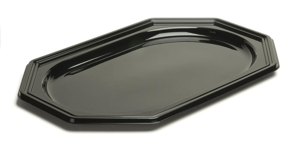 Plateaux Plastique Noir Octogonal Sabert 55cm 10pcs