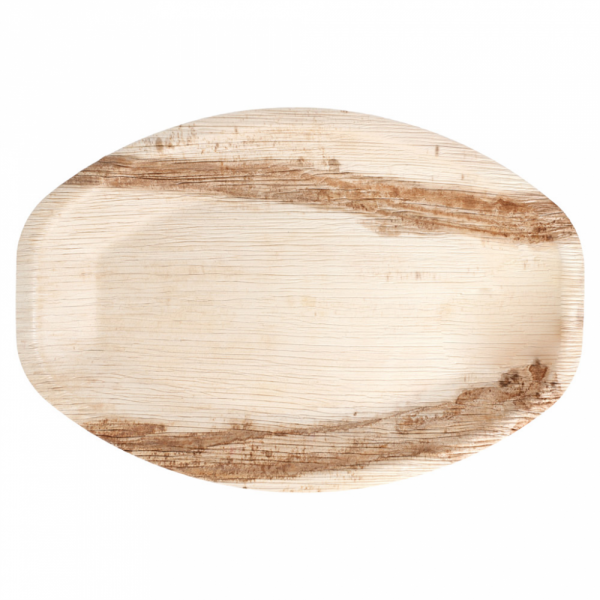 [21443] Assiette Ovale Bois "ARECA" 34x23cm 25pcs
