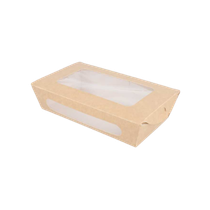 [CPSLRKF900PAP] Saladier Rectangle Kraft + Fenêtre 900ml 50pcs