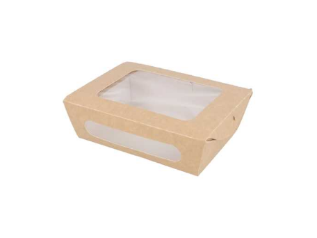Saladier Rectangle Kraft + Fenêtre 1200ml 50pcs