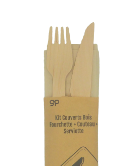 [CPSA3BOIS] Zakje met Kit Bestek Hout Mes-Vork-Servet 250st