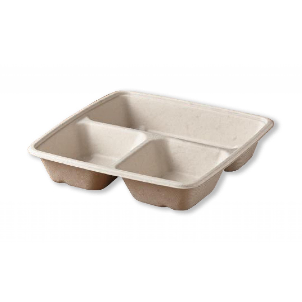 Éco Container PULP 3 Compartiments "SABERT" 226x226x45mm 75pcs