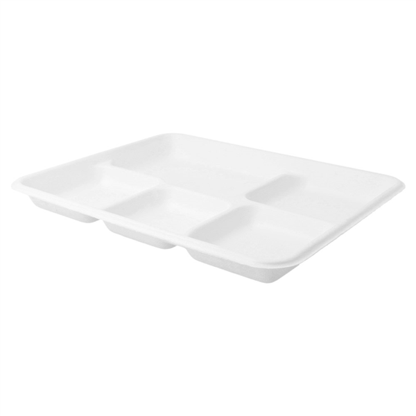 Plateau BIONIC 5 Compartiments 26,5x21,5x2,5cm Blanc 50pcs