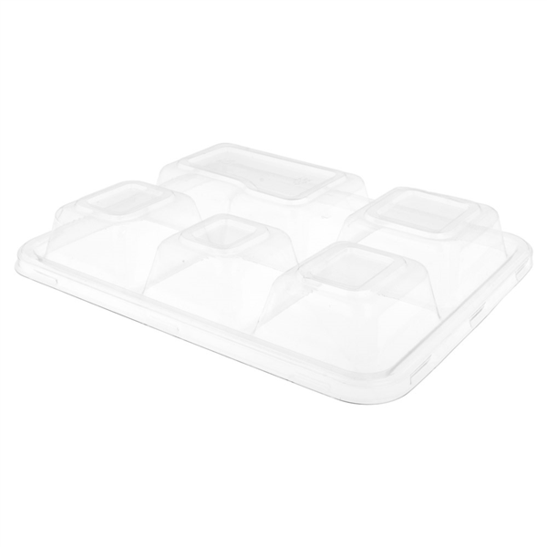 Couvercle PET 27x22x3,6cm pour Plateau BIONIC 5comp 50pcs