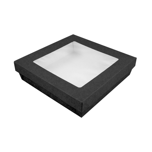 [CPKRAY3NPAP] Boite + Couvercle Noir avec fenêtre 18,5x18,5x4cm 25pcs