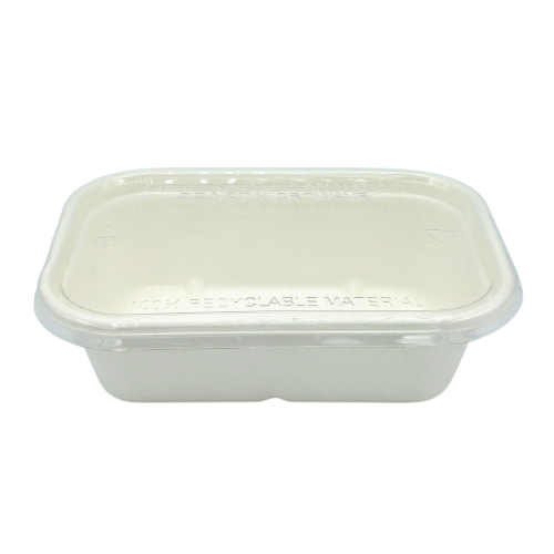 Rechthoekig Bakje in Bagasse 500ml Wit 125st