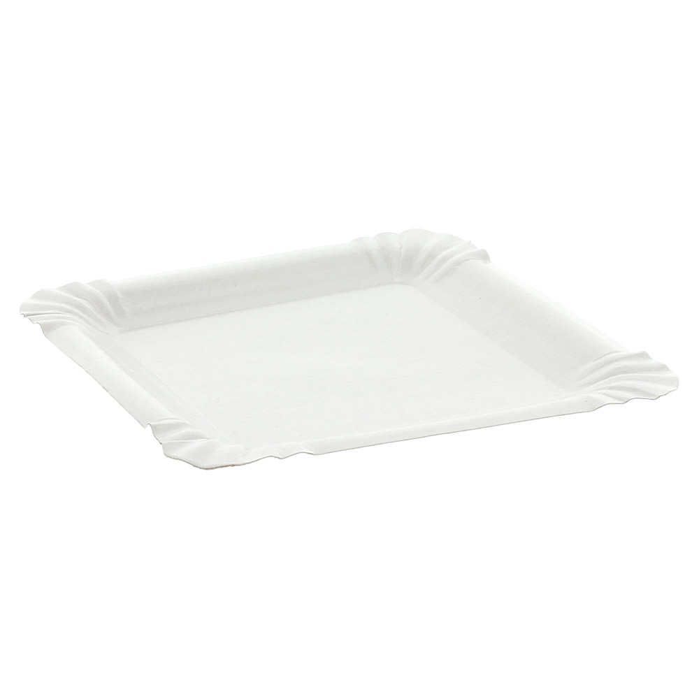 Assiette Plateau Carré Carton BLANC 13x13cm 250pcs