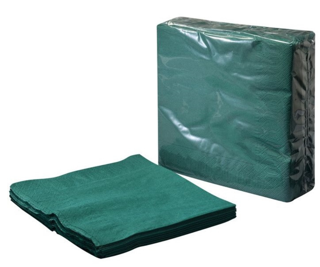Serviette 2 Plis 33x33cm VERT FONCÉ 100pcs