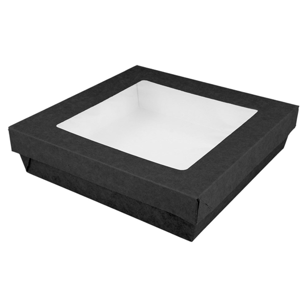[CPKRAY2NPAP] Doos + Deksel Zwart met Venster 14x14x5cm 25st