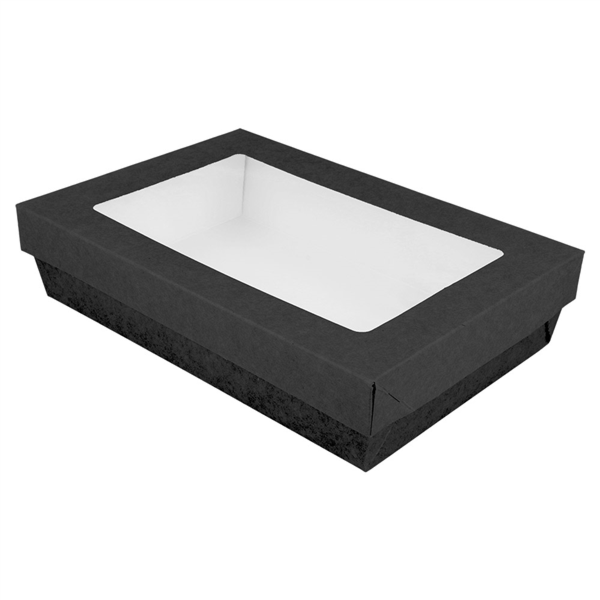Boite + Couvercle Noir avec fenêtre 21x14x5cm 25pcs