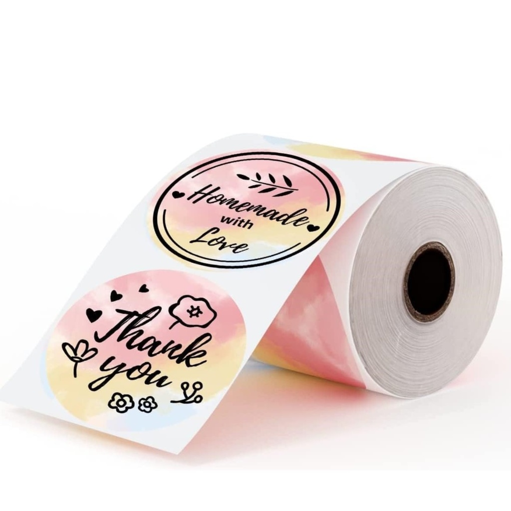 [CPETIROROJA5] Etiquettes Multi Rose Jaune Imprimante Thermique Ø5cm 750pcs 