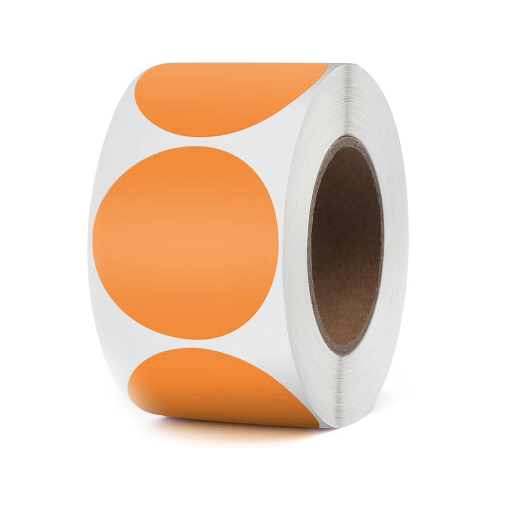 [CPETIROORANGE5] Etiquetten Oranje Rond voor Thermische Printer Ø5cm 750st