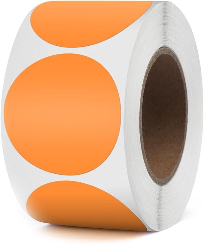 [CPETIROORANGE5] Etiquettes Oranges Imprimante Thermique Ø5cm 750pcs 