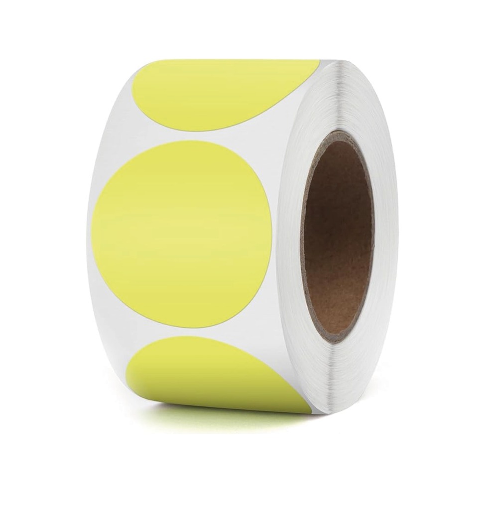 [CPETIROJAUNE5] Etiquettes Jaunes Imprimante Thermique Ø5cm 750pcs  