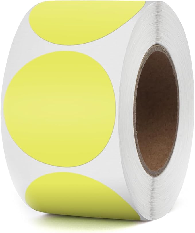 [CPETIROJAUNE5] Etiquettes Jaunes Imprimante Thermique Ø5cm 750pcs  