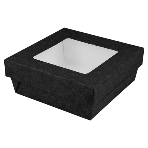 [CPKRAY1NPAP] Boite + Couvercle Noir avec fenêtre "THEPACK" 12x12x5cm 25pcs