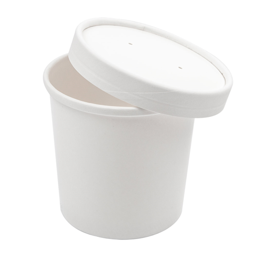 [CPSOUP12BPAP] Pots à soupe Carton Blanc Micro-Ondable 350ml/12oz  Ø99mm 50pc