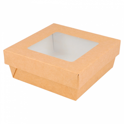 [CPKRAY1PAP] Boite + Couvercle Brun avec fenêtre 12x12x5cm &quot;THE PACK&quot; 25pcs