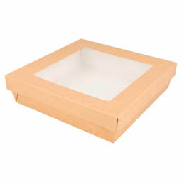 [CPKRAY2PAP] Boite + Couvercle Brun avec fenêtre &quot;THE PACK&quot; 14x14x5cm 25pcs