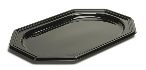 [CPPLN55PL] Plateaux Plastique Noir Octogonal Sabert 55cm 10pcs